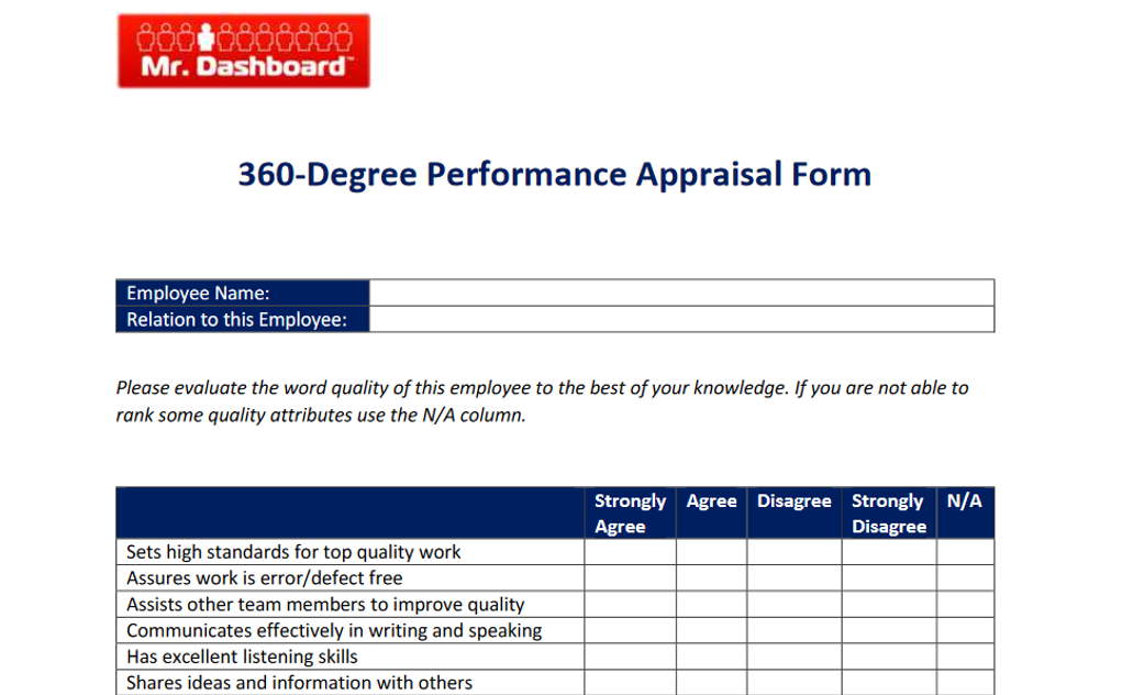Employee Performance Appraisals Forms