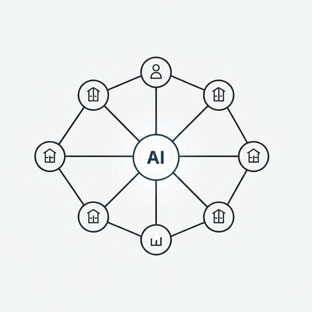AI-Powered Supply Chain Network Conceptual image of an AI-powered supply chain network, highlighting the interconnectedness and influence of AI.