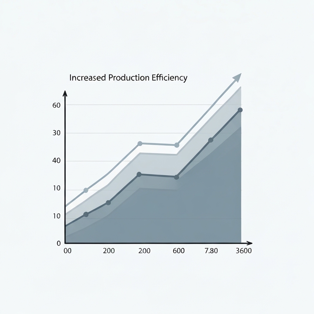 Impact of AI: Efficiency vs Downtime Graph illustrating increased production efficiency and reduced downtime through AI integration in manufacturing.