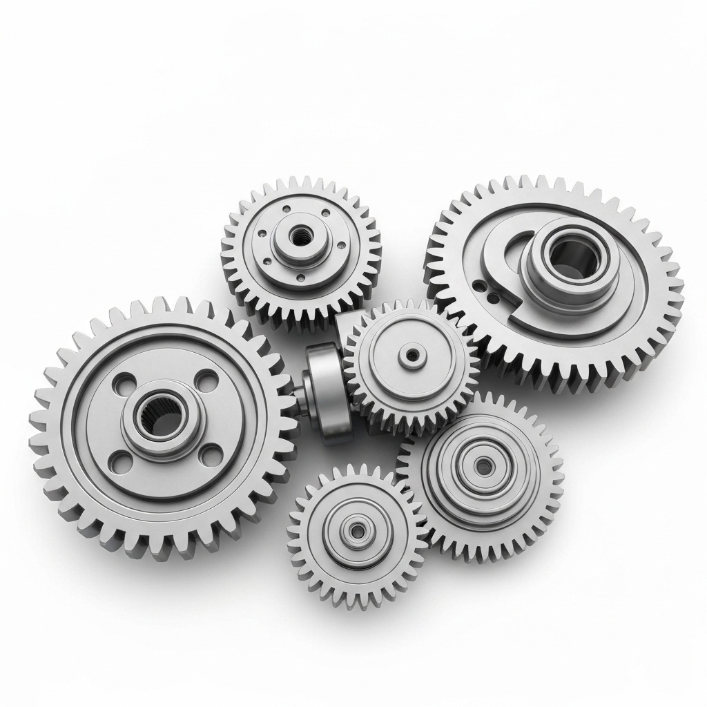 AI-Powered Manufacturing Optimization Illustration of interconnected gears with binary code, symbolizing AI integration in manufacturing and optimized production.