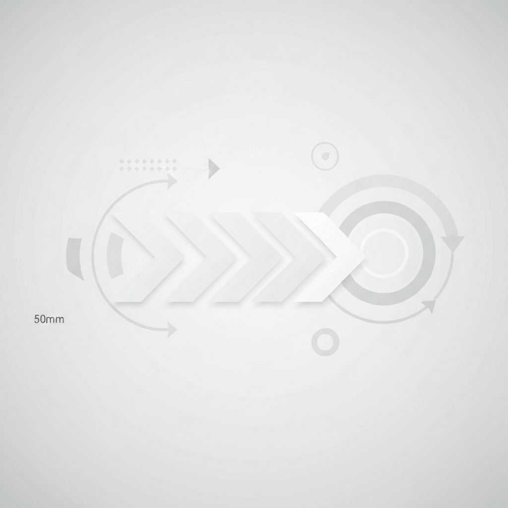 Abstract clean visual representing continuous improvement cycles within a manufacturing business strategy.