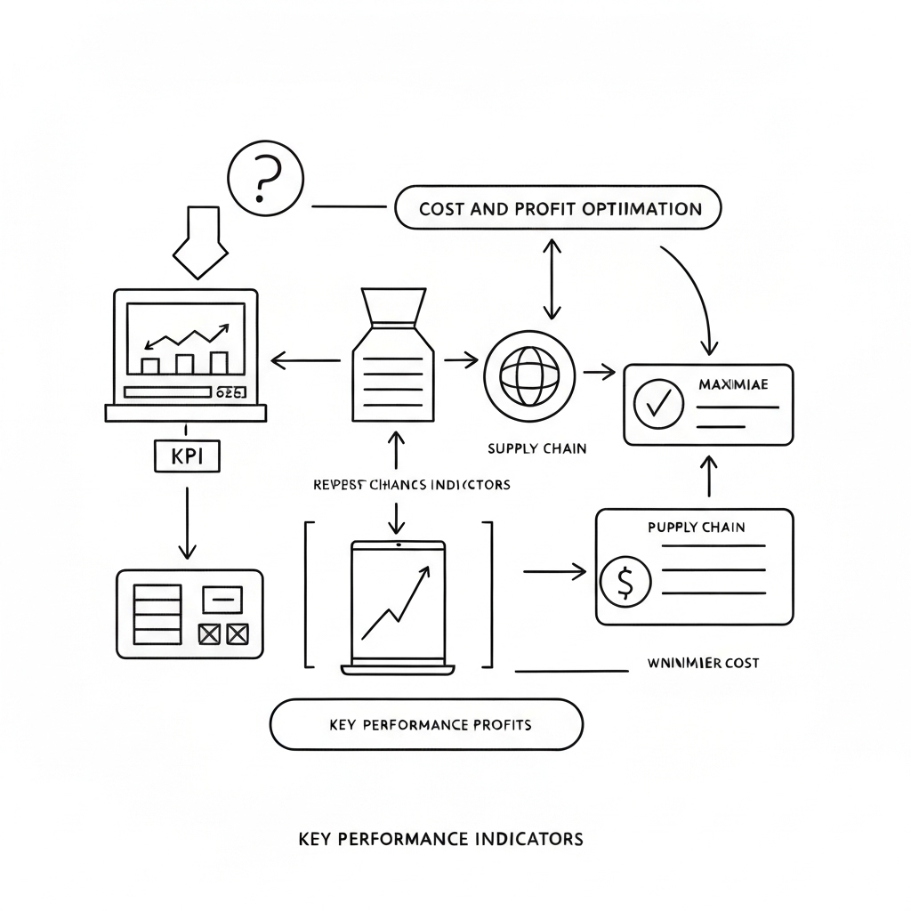 Optimize Costs and Profits with Supply Chain KPIs Conceptual image showing the optimization of costs and profits through supply chain key performance indicators