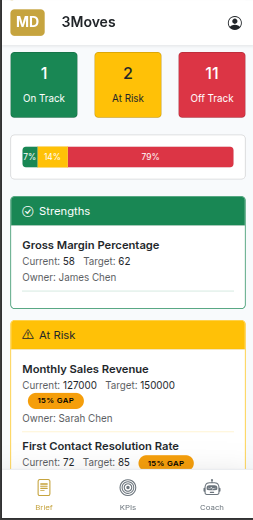 Strategic brief example dashboard